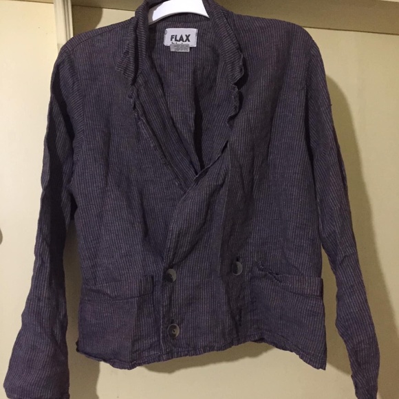 Flax striped brown linen blazer - Picture 3 of 6